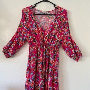 Pioneer Woman Long Dress 3/4 Sleeve Pink Floral Size S